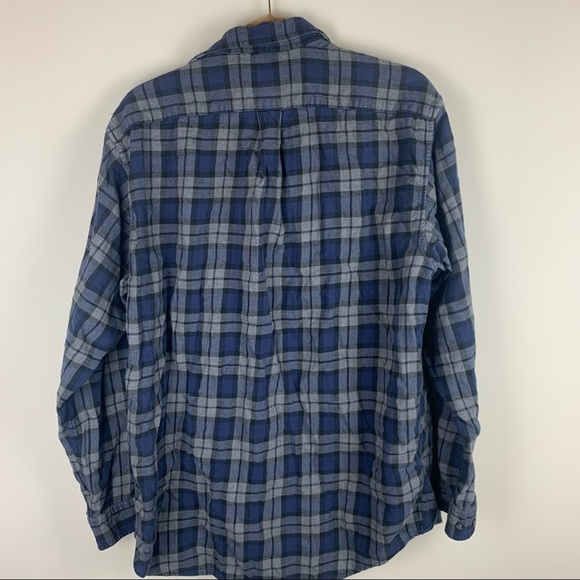 Eddie Bauer Navy Blue Plaid Button Up Shirt - Picture 7 of 8